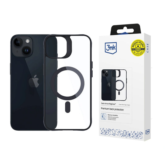 Etui 3mk Satin Armor na iPhone 13 / 14 - przezroczyste z czarną ramką