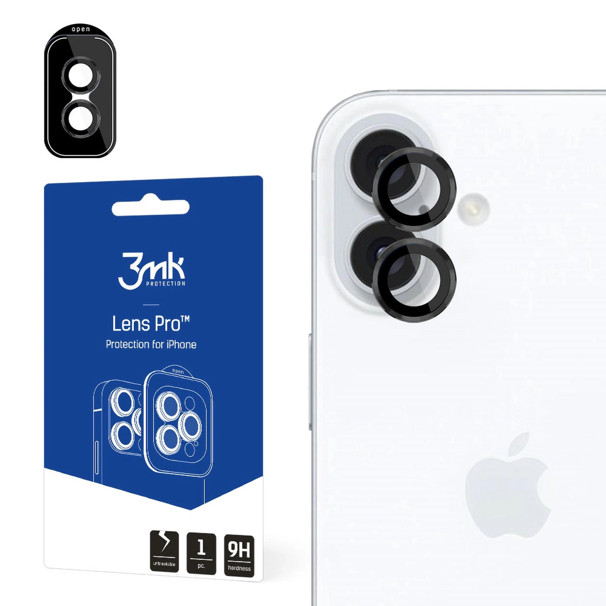 Osłona aparatu 3mk Lens Protection Pro z czarną do iPhone 16 / 16 Plus