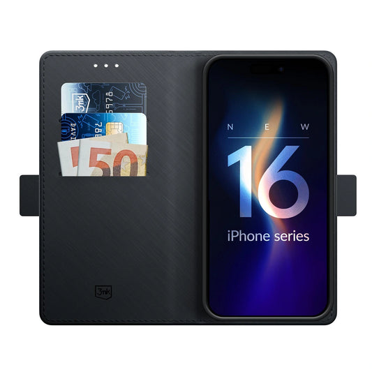 Etui z klapką 3mk Wallet Case na iPhone 16 - czarne