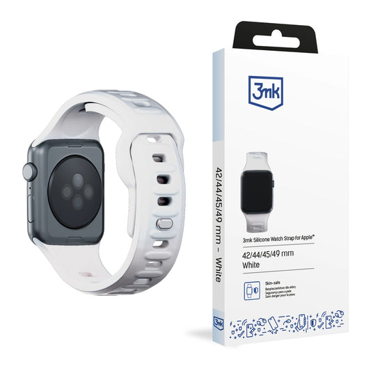 Pasek silikonowy 3mk Silicone do Apple Watch 42 / 44 / 45 / 49 mm - biały