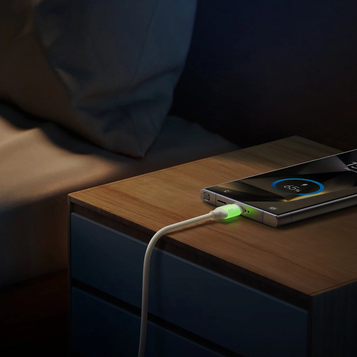 Kabel Joyroom S-A53 3A USB-A - USB-C z fluorescencyjną końcówką - beżowy – zdjęcie 3