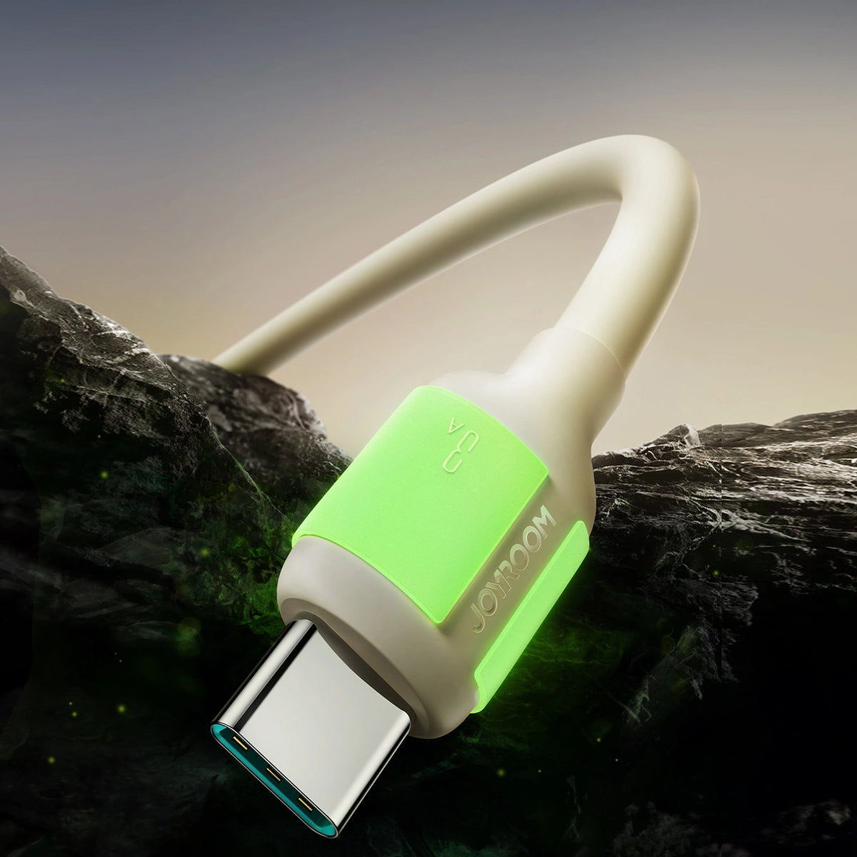 Kabel Joyroom S-A53 3A USB-A - USB-C z fluorescencyjną końcówką - beżowy – zdjęcie 5