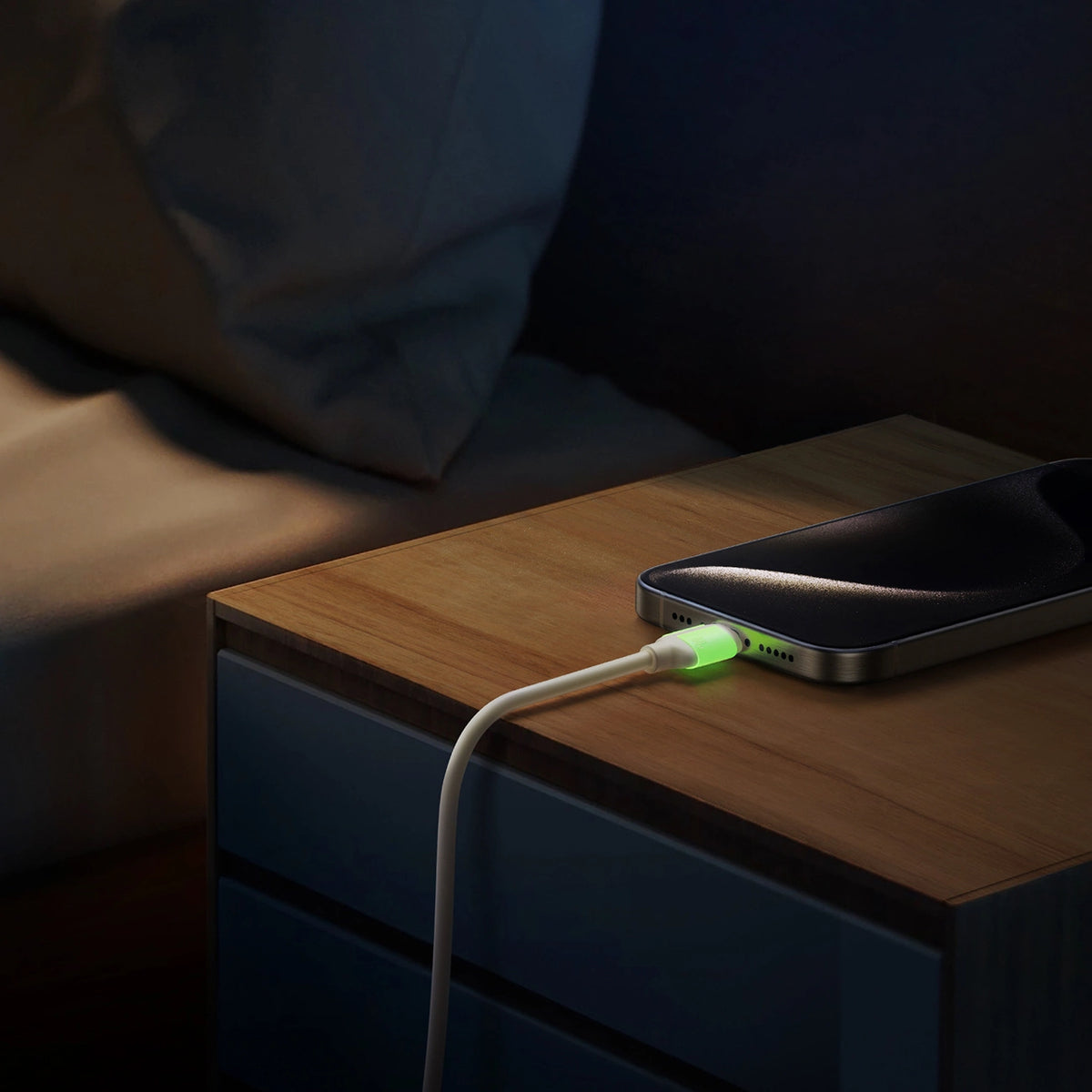 Kabel Joyroom S-A53 60W USB-C - USB-C z fluorescencyjną końcówką - beżowy