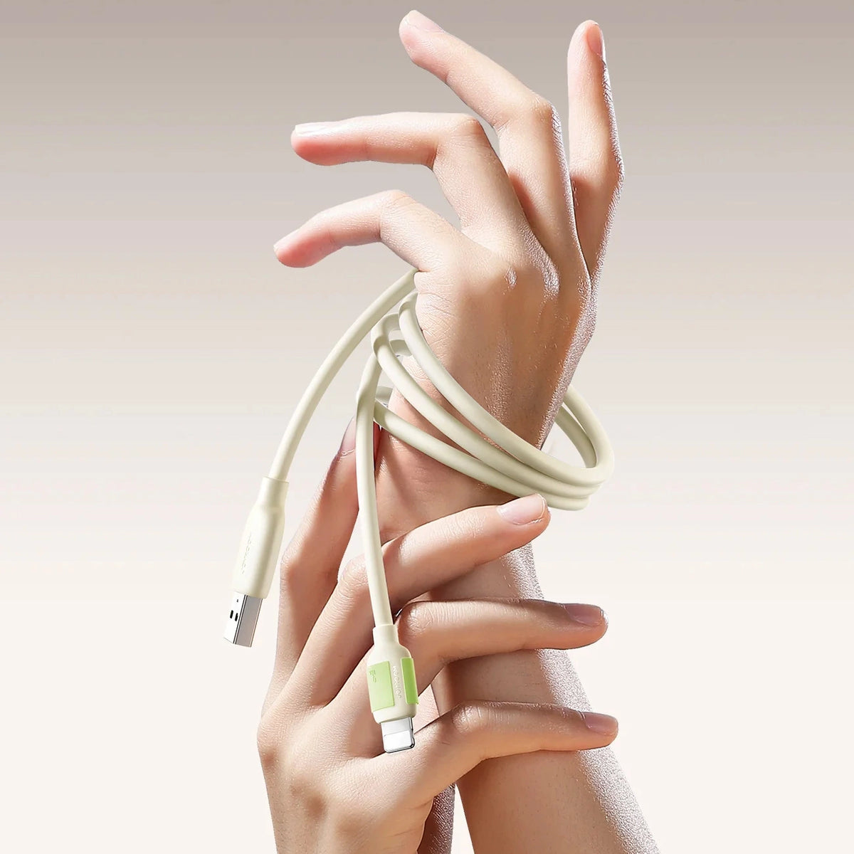 Kabel Joyroom S-A53 3A USB-A - Lightning z fluorescencyjną - beżowy – zdjęcie 5