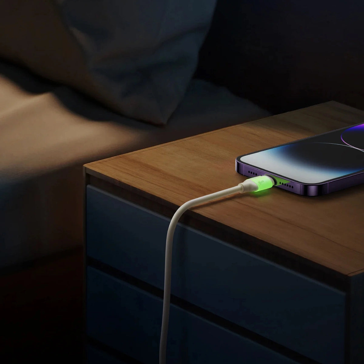 Kabel Joyroom S-A53 30W USB-C - Lightning z fluorescencyjną - beżowy – zdjęcie 3