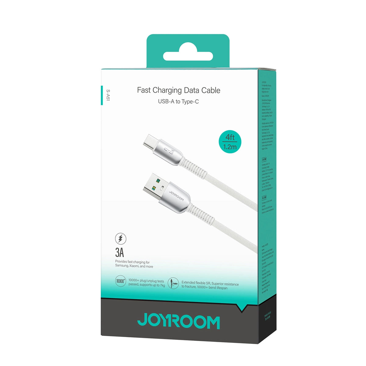 Kabel Joyroom S-A51 Cutting-Edge Series 3A USB-A - USB-C 1,2m - jasnoszary – zdjęcie 7