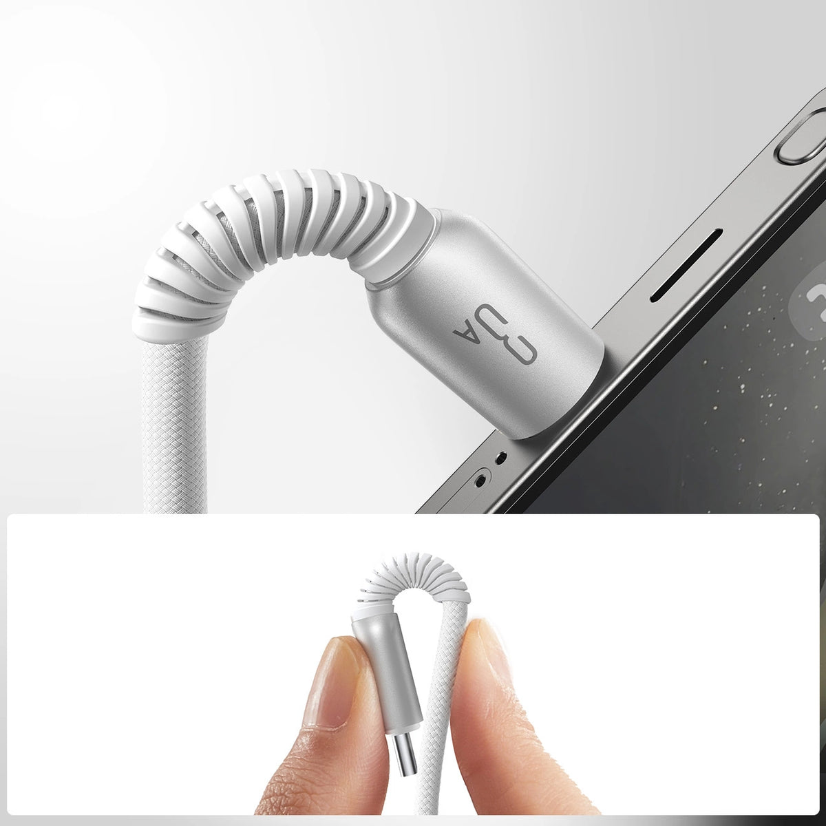 Kabel Joyroom S-A51 Cutting-Edge Series 3A USB-A - USB-C 1,2m - jasnoszary – zdjęcie 8