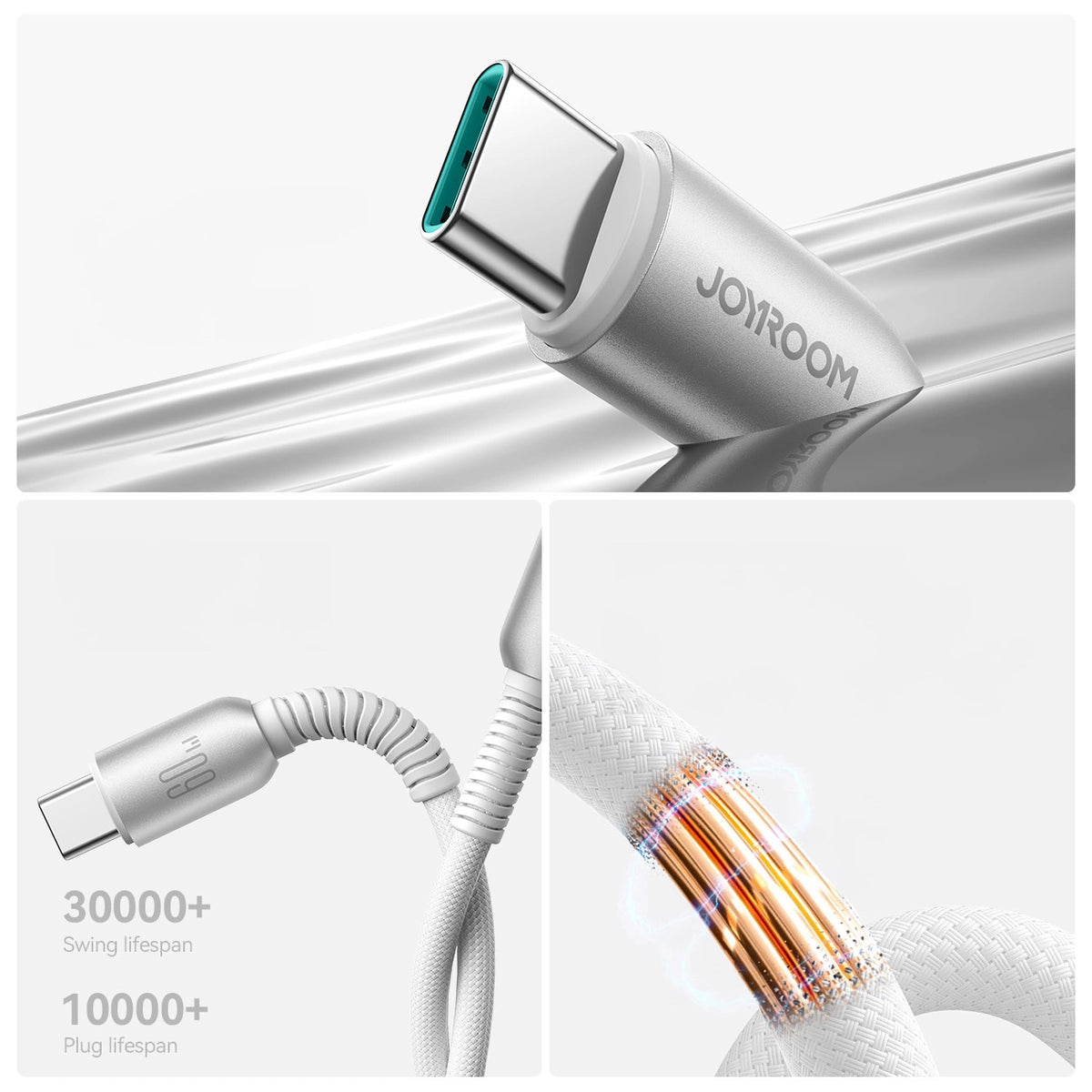 Kabel Joyroom S-A51 Cutting-Edge Series 60W USB-C - USB-C 1,2m - jasnoszary – zdjęcie 12