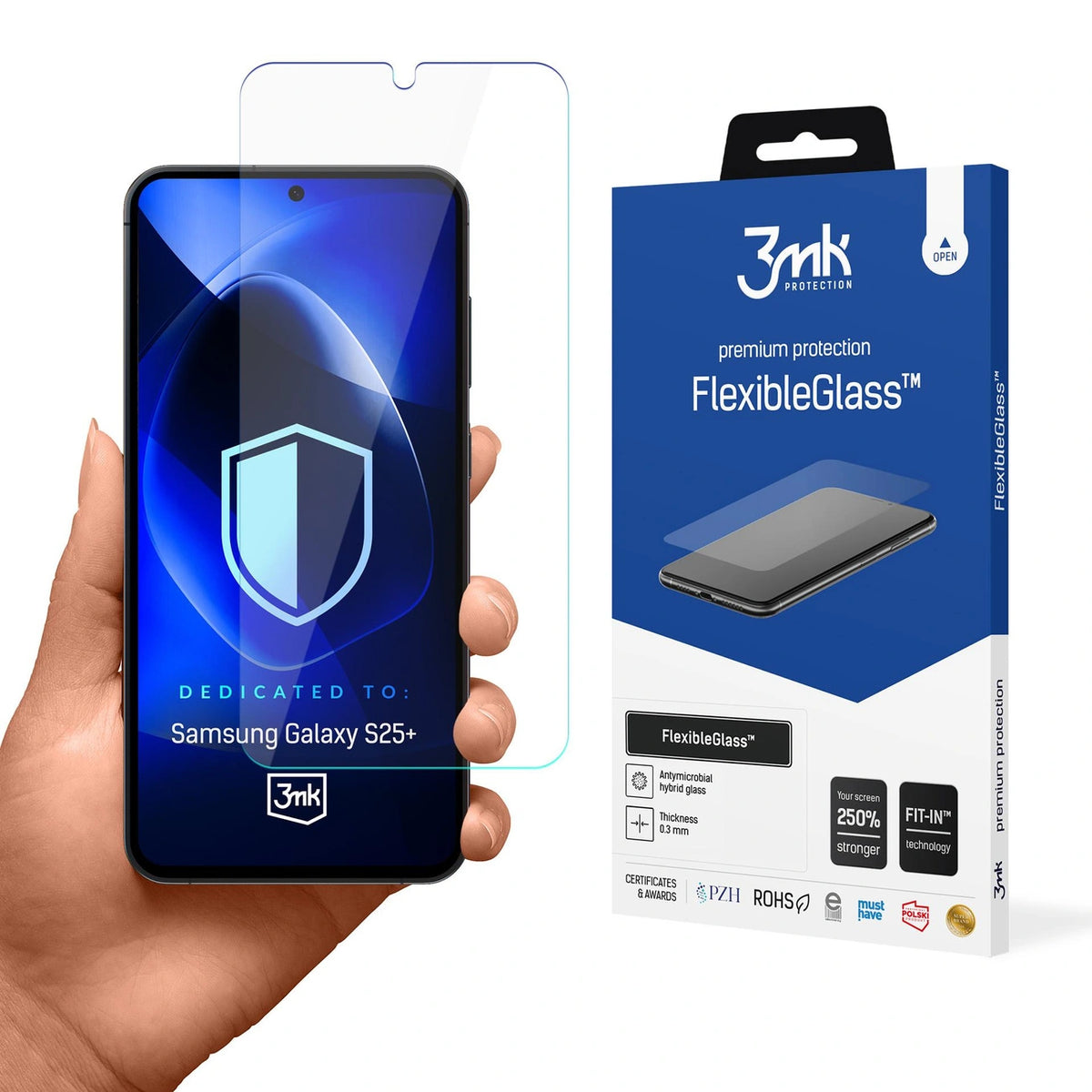 Szkło hybrydowe 3mk FlexibleGlass na Samsung Galaxy S25+