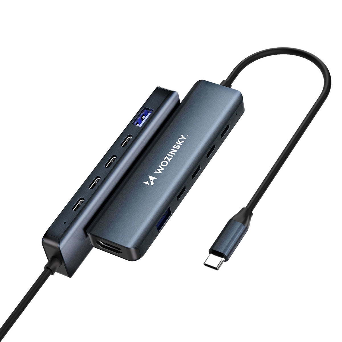 Hub USB-C 6 w 1 Wozinsky WHBC10Y4S wielofunkcyjny, aluminiowy, z - szary – zdjęcie 3
