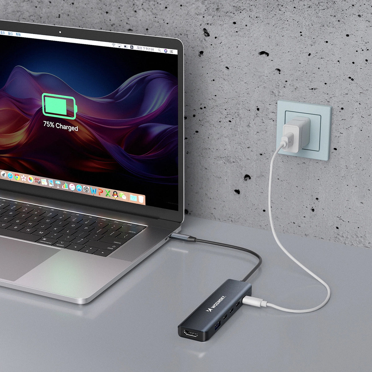 Hub USB-C 6 w 1 Wozinsky WHBC10Y4S wielofunkcyjny, aluminiowy, z - szary – zdjęcie 9