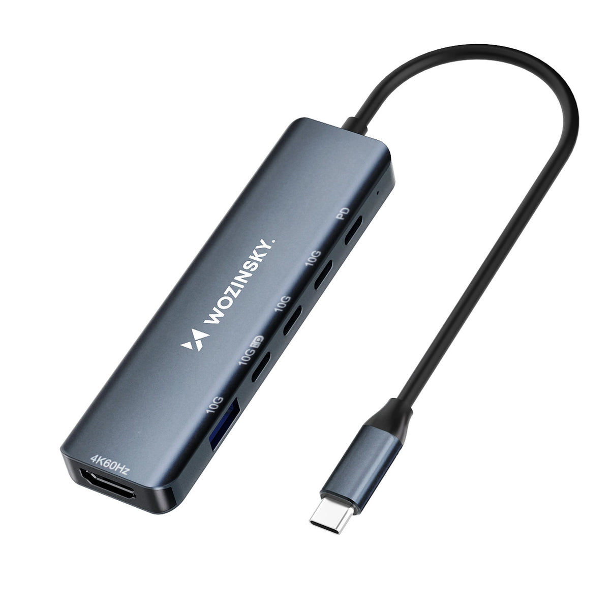 Hub USB-C 6 w 1 Wozinsky WHBC10Y4S wielofunkcyjny, aluminiowy, z - szary