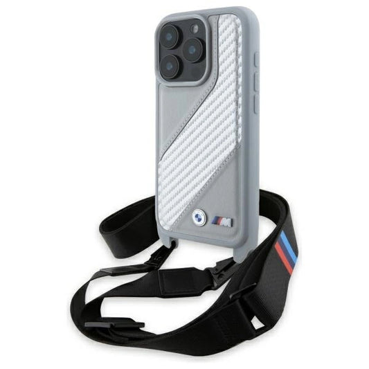 Etui BMW M Edition Carbon Stripe & Strap na iPhone 16 Pro - szare