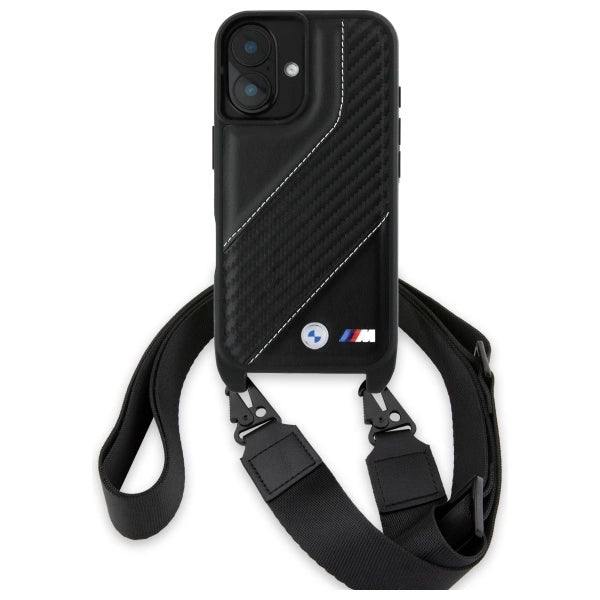 Etui BMW M Edition Carbon Stripe & Strap na iPhone 16 Plus - czarne – zdjęcie 2