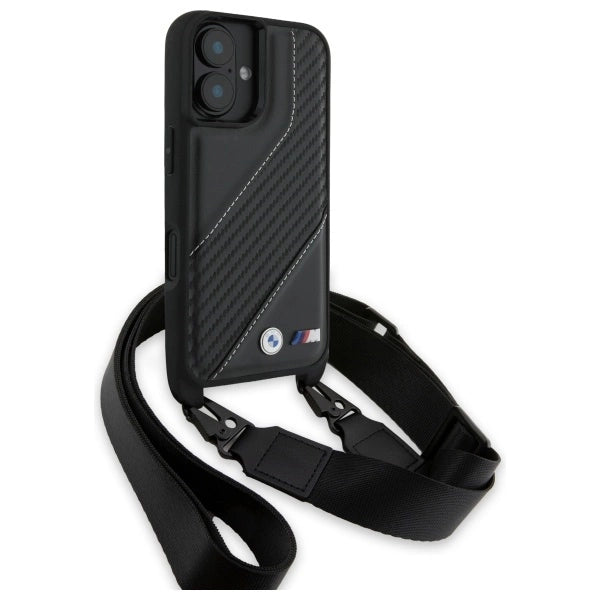 Etui BMW M Edition Carbon Stripe & Strap na iPhone 16 Plus - czarne – zdjęcie 3
