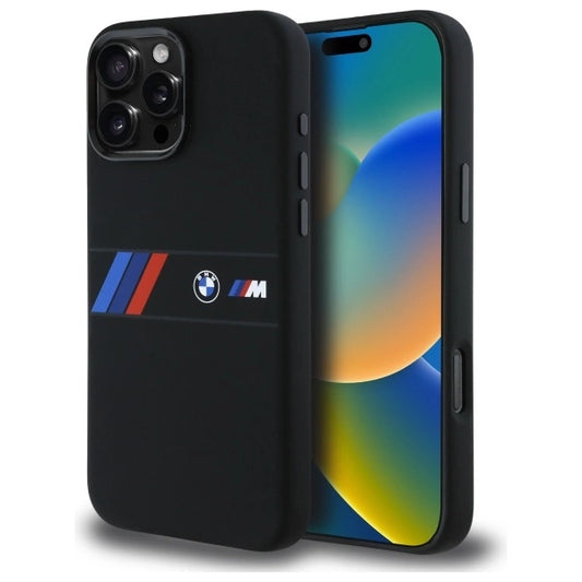 Etui BMW Silicone Middle Stripe MagSafe na iPhone 16 Pro Max - czarne