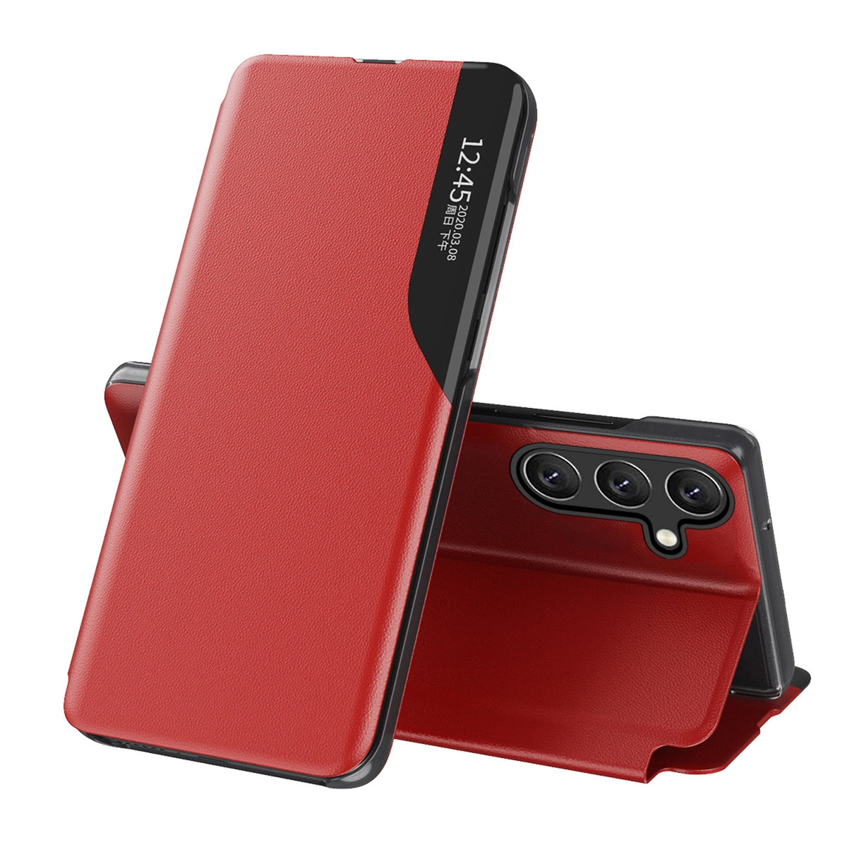 Eco Leather View do Samsung Galaxy S25+ z klapką i podstawką - czerwone