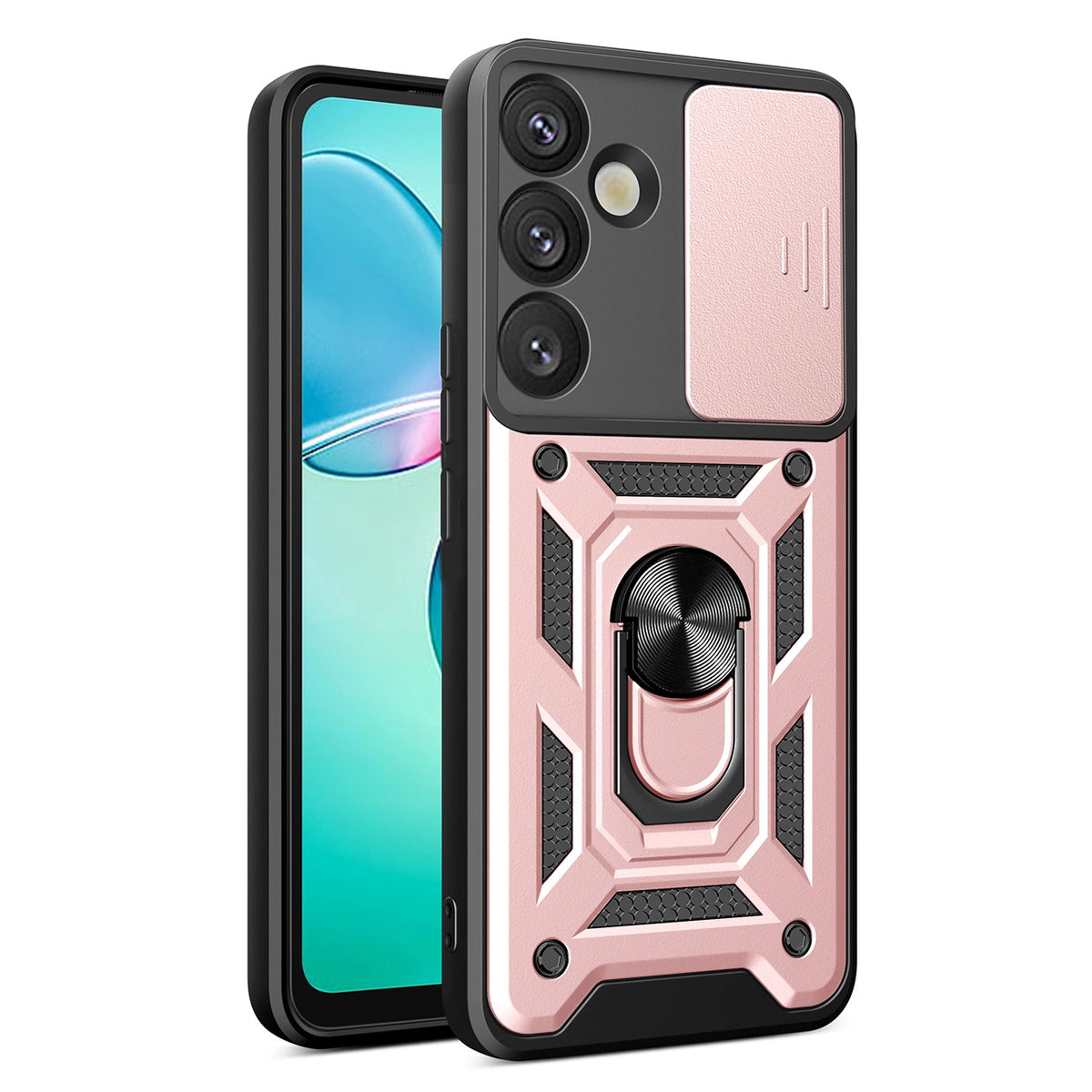 Etui pancerne Hybrid Armor Camshield z do Samsung Galaxy S25+ - różowe