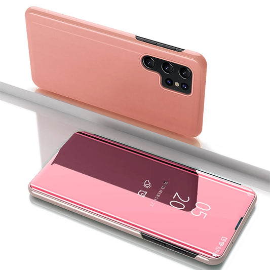 Clear View Case do Samsung Galaxy S25 Ultra pokrowiec z klapką - różowe