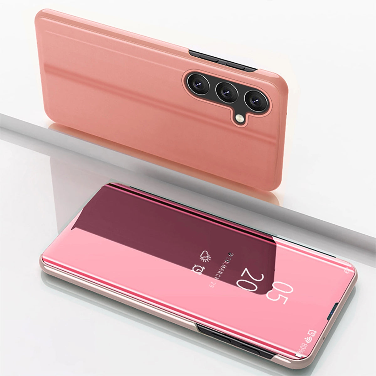 Clear View Case etui do Samsung Galaxy S24 FE pokrowiec z klapką - różowe