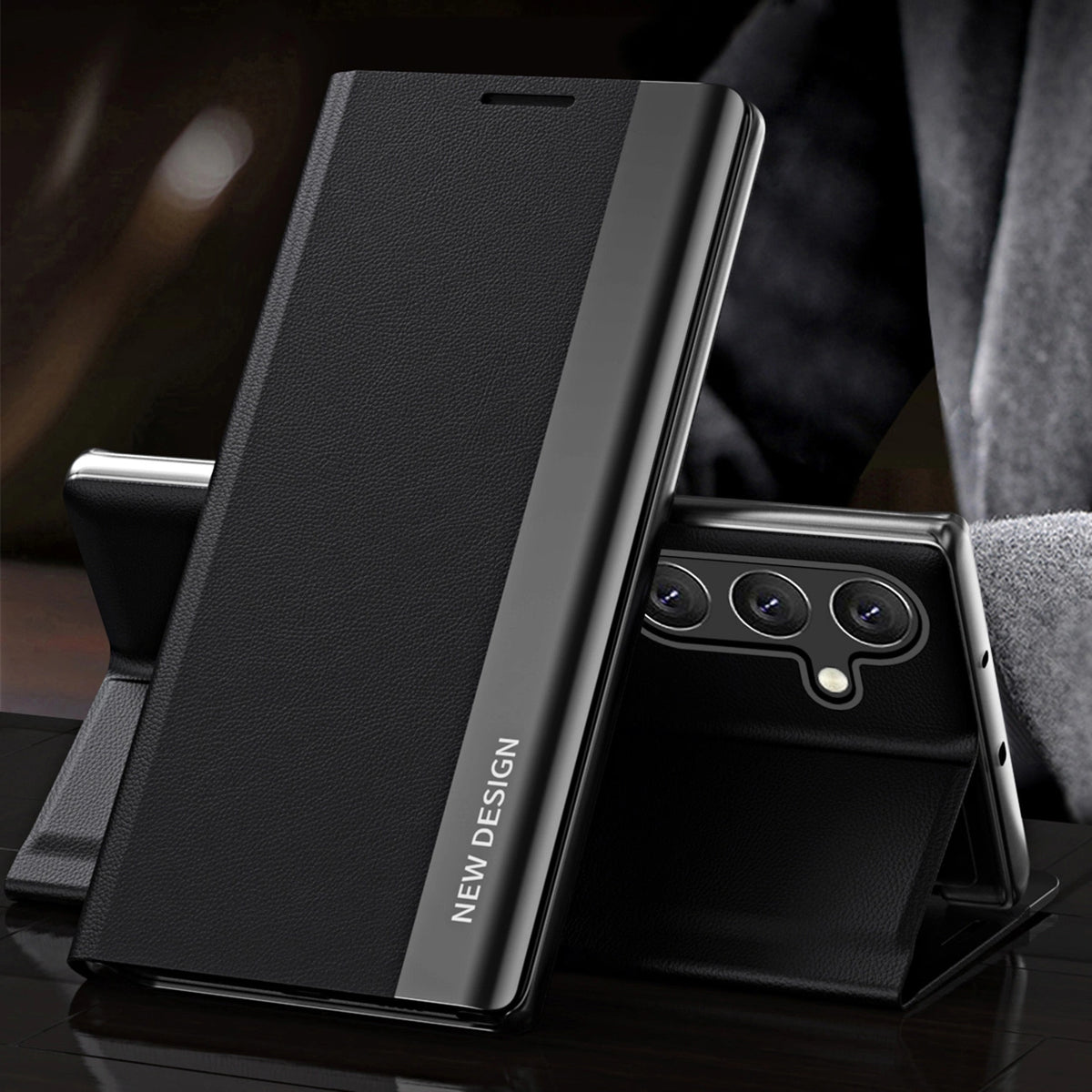 Sleep Case Pro etui do Samsung Galaxy S24 FE z klapką i podstawką - czarne – zdjęcie 2