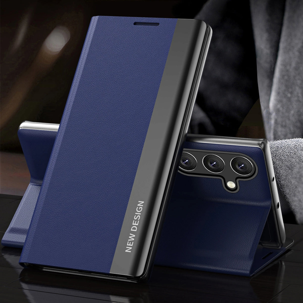 Sleep Case Pro do Samsung Galaxy S24 FE z klapką i podstawką - niebieskie – zdjęcie 2