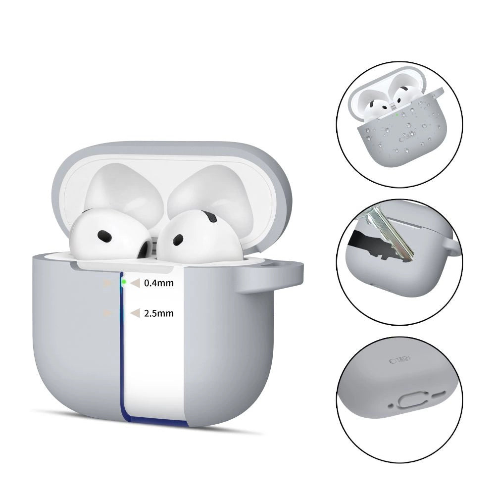 Etui Tech-Protect Silicone Hook na AirPods 4 - szare – zdjęcie 2