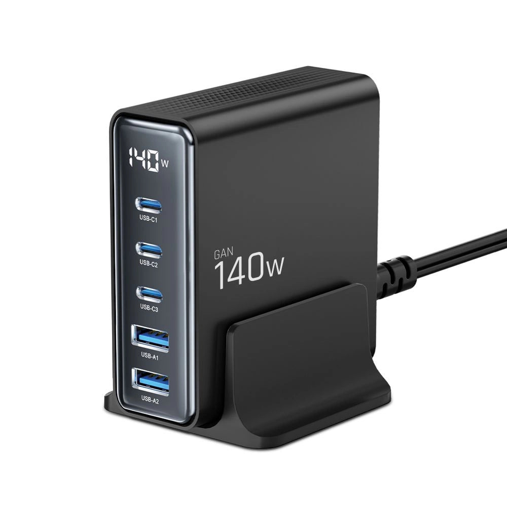 Stacja ładująca Tech-Protect DC140W-GAN 5-PORT PD140W/QC3.0 - czarna – zdjęcie 2