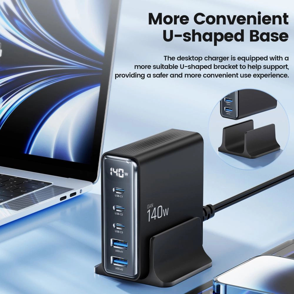 Stacja ładująca Tech-Protect DC140W-GAN 5-PORT PD140W/QC3.0 - czarna – zdjęcie 4