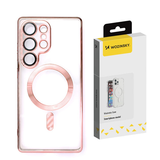 Etui Wozinsky Electroplated Case z Magsafe na Samsung Galaxy S25 - różowe