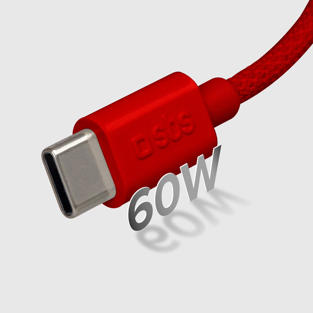 Kabel SBS TECABLETISSUETCCR USB-C - USB-C 1,5m 60 W w oplocie - czerwony