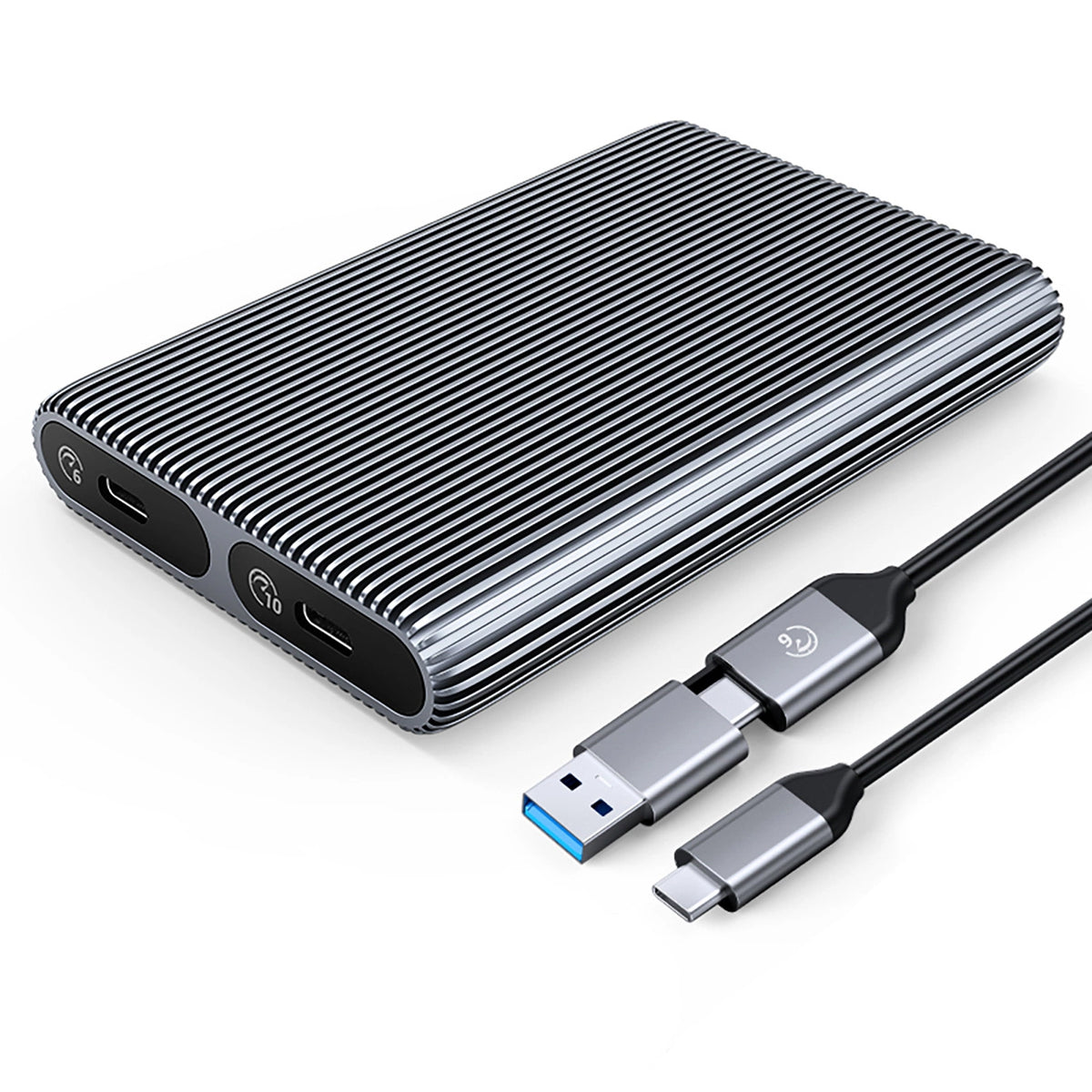 Kieszeń dyskowa na dwa dyski M.2 SATA+NVME USB-C 3.2 6Gb/s / 10Gb/s