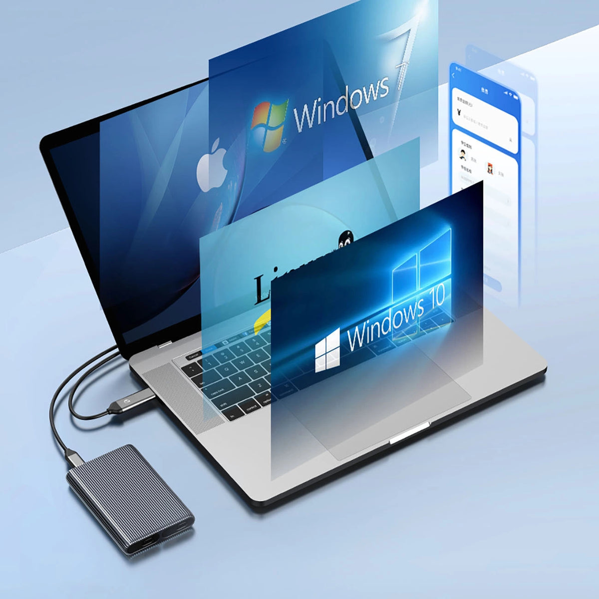 Kieszeń dyskowa podwójna na dwa dyski M.2 NVME USB-C 3.2 10Gb/s - szara – zdjęcie 5