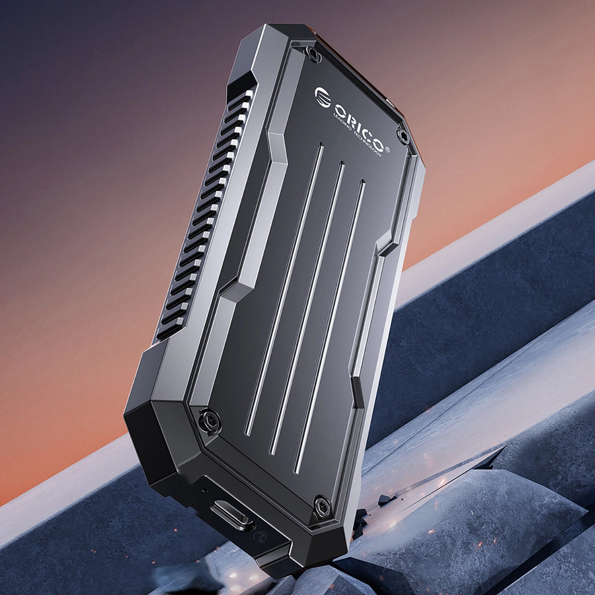 Wzmocniona kieszeń dyskowa Orico OXS2C3-G2 M.2 NVMe/SATA SSD USB-C - szara – zdjęcie 2
