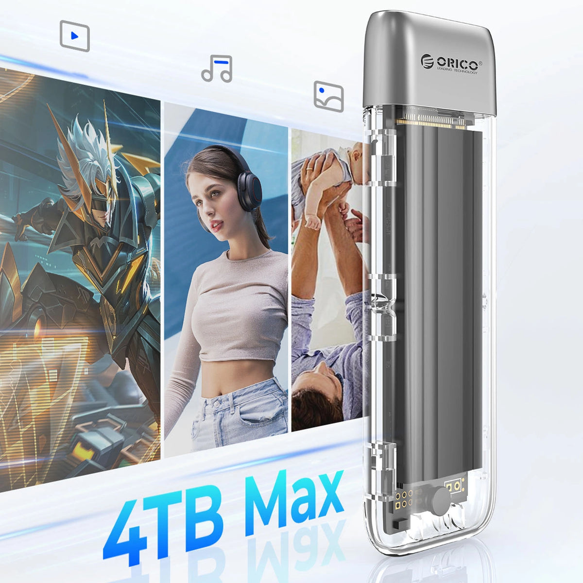 Kieszeń dyskowa Orico TXM2-C3 M.2 NVME USB-C 3.2 10Gb/s - szara – zdjęcie 8