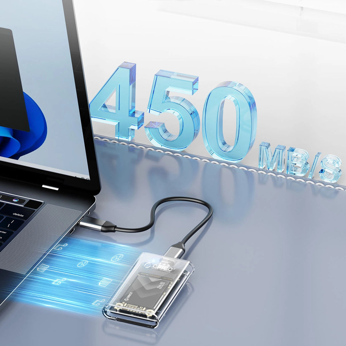 Kieszeń dyskowa Orico TC10-MS MSATA USB-C 3.2 5Gb/s - przezroczysta – zdjęcie 4