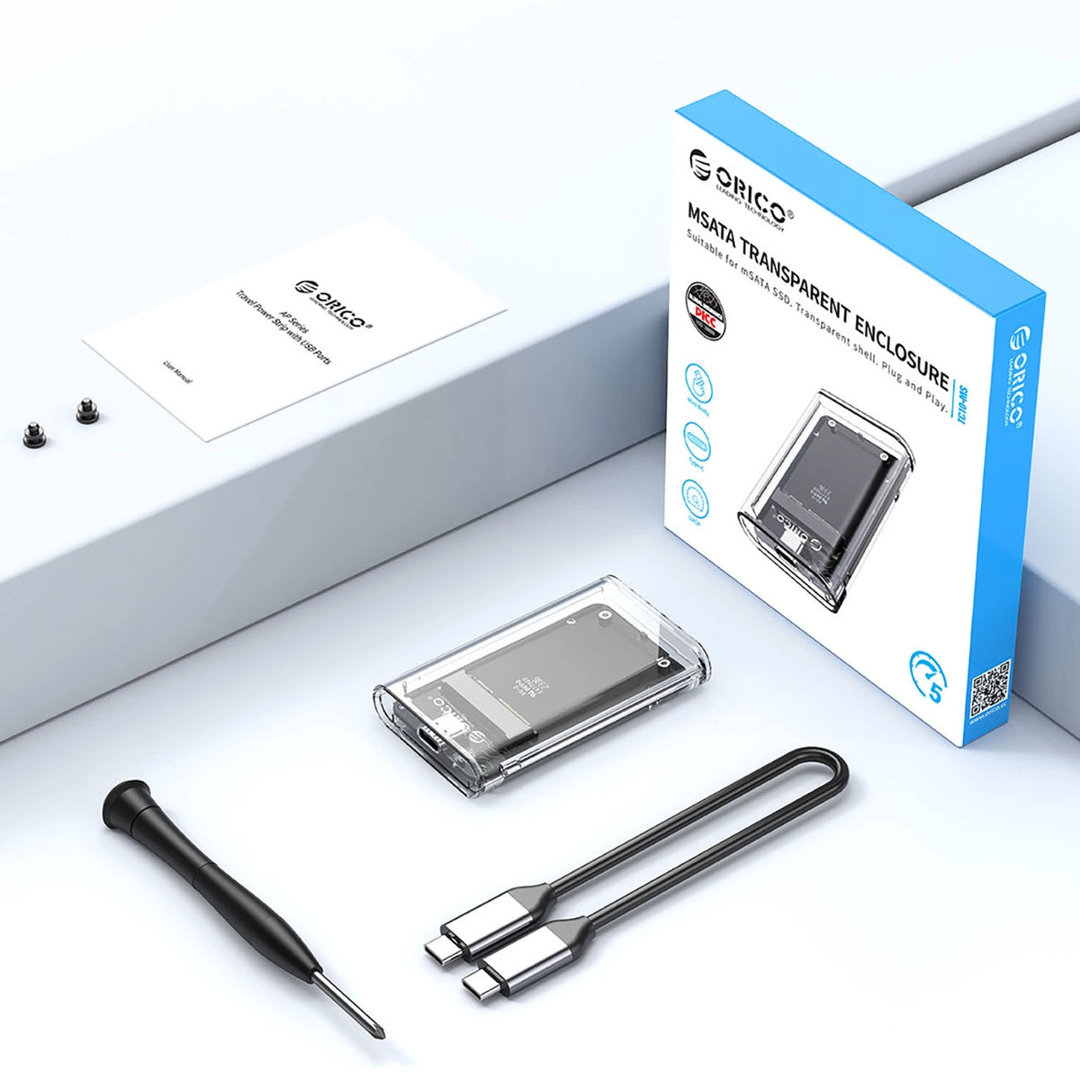 Kieszeń dyskowa Orico TC10-MS MSATA USB-C 3.2 5Gb/s - przezroczysta – zdjęcie 8