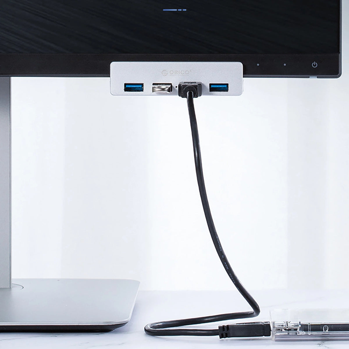 Hub Orico MH4PU montowany na zacisk 4x USB-A 3.0 - srebrny – zdjęcie 4