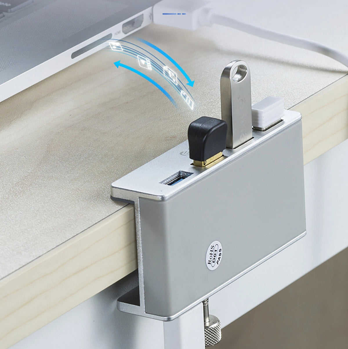 Hub Orico MH4PU montowany na zacisk 4x USB-A 3.0 - srebrny – zdjęcie 5