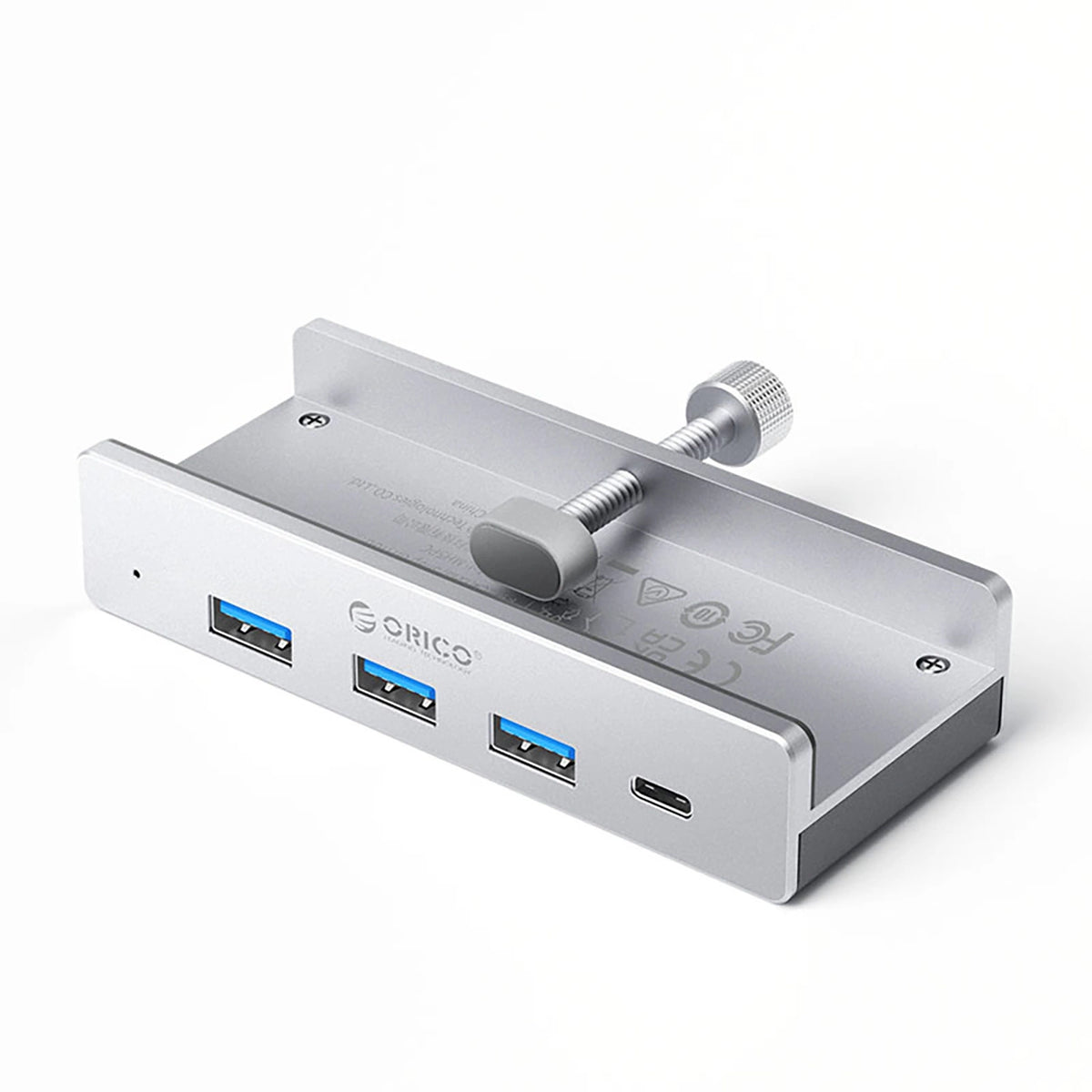 Hub Orico MH4PC na zacisk USB-C / 3x USB-A 3.0 + 1x USB-C 3.0 - srebrny