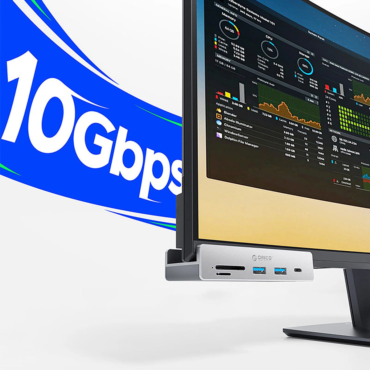 Hub Orico MH5PC na zacisk USB-C / 2x USB-A 3.2 + 1x USB-C 3.2 + 1x SD&TF – zdjęcie 3