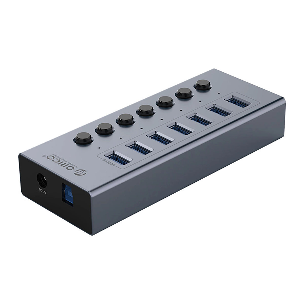 Hub Orico BT2U3-7AB 7x USB-A 3.0 z włącznikami - szary – zdjęcie 2