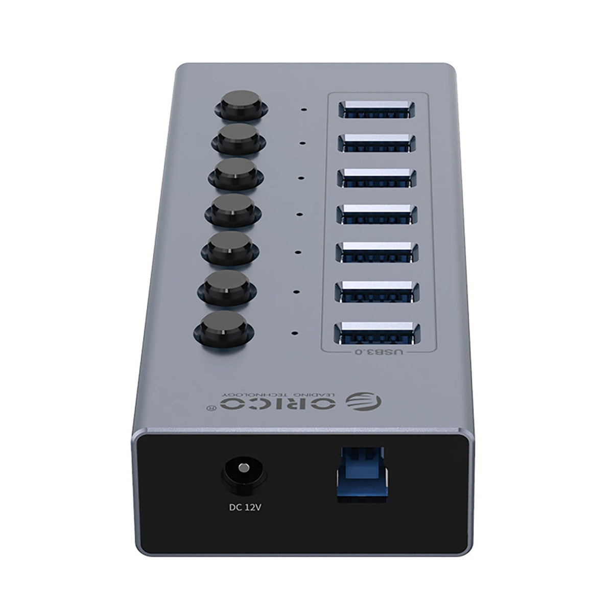 Hub Orico BT2U3-7AB 7x USB-A 3.0 z włącznikami - szary – zdjęcie 3