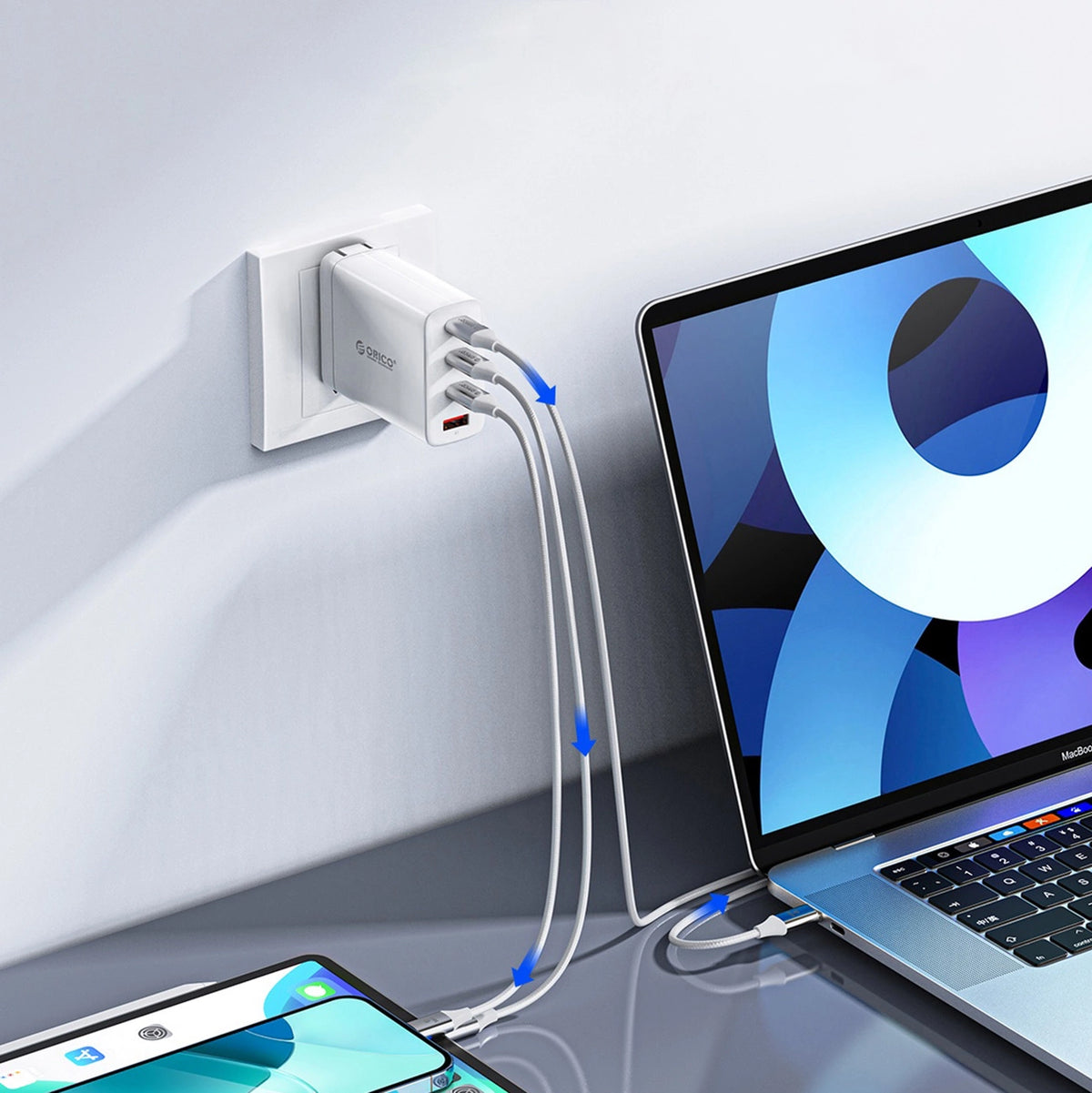 Kabel Orico CDX 100W 5A Power Delivery USB-C - USB-C 1m - biały – zdjęcie 2
