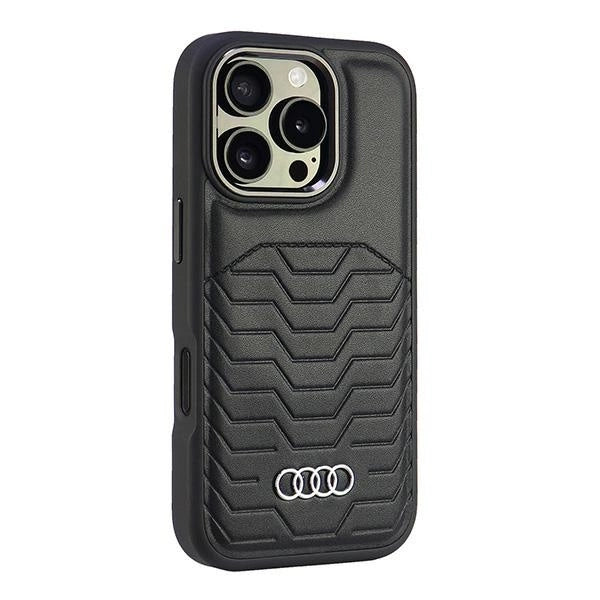 Etui Audi Synthetic Leather MagSafe na iPhone 16 Pro 6.3" - czarne – zdjęcie 2