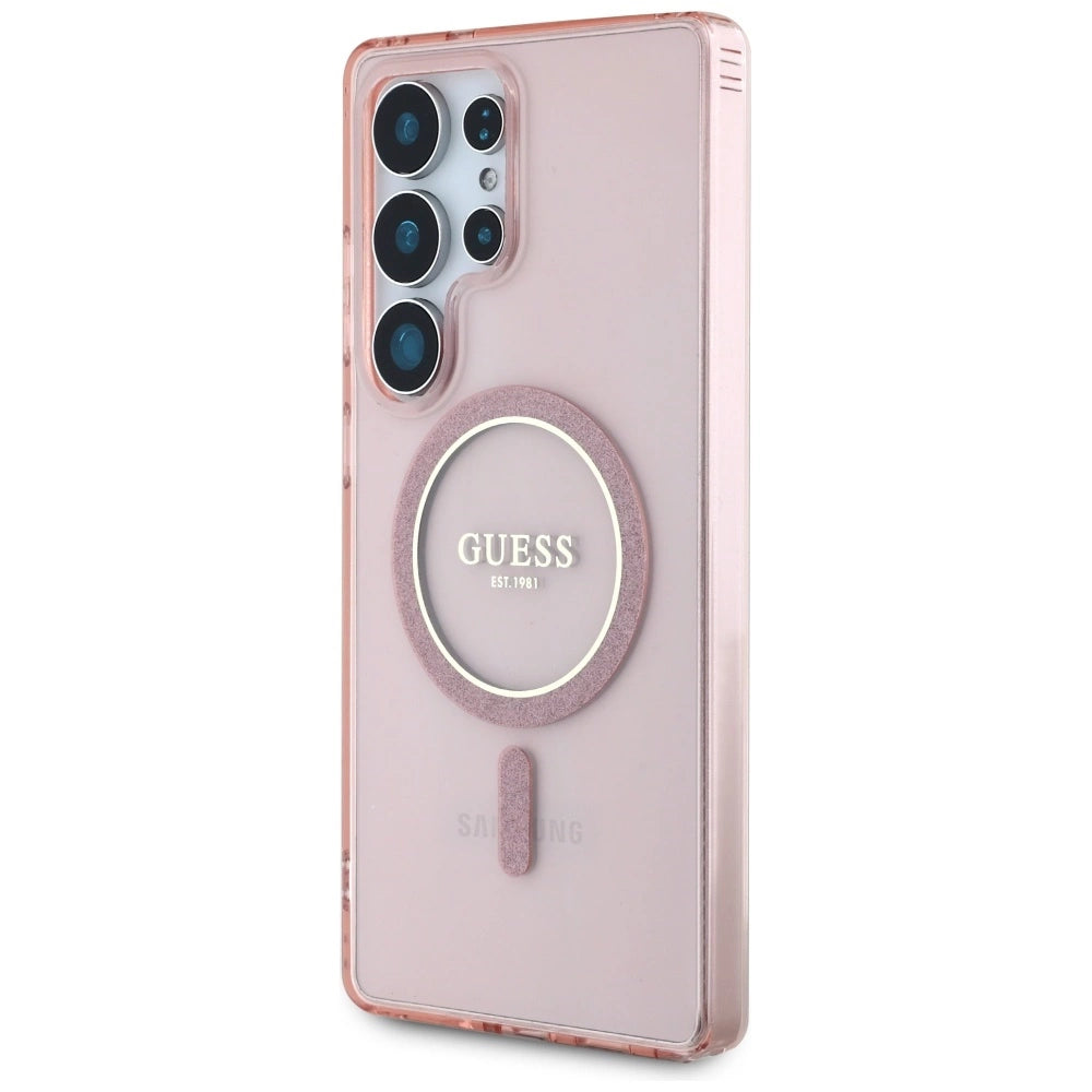 Etui Guess Glitter Circle Classic na Samsung Galaxy S25 Ultra - różowe – zdjęcie 2