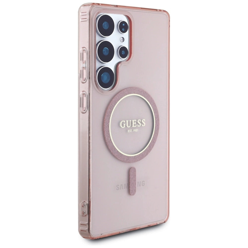 Etui Guess Glitter Circle Classic na Samsung Galaxy S25 Ultra - różowe – zdjęcie 4
