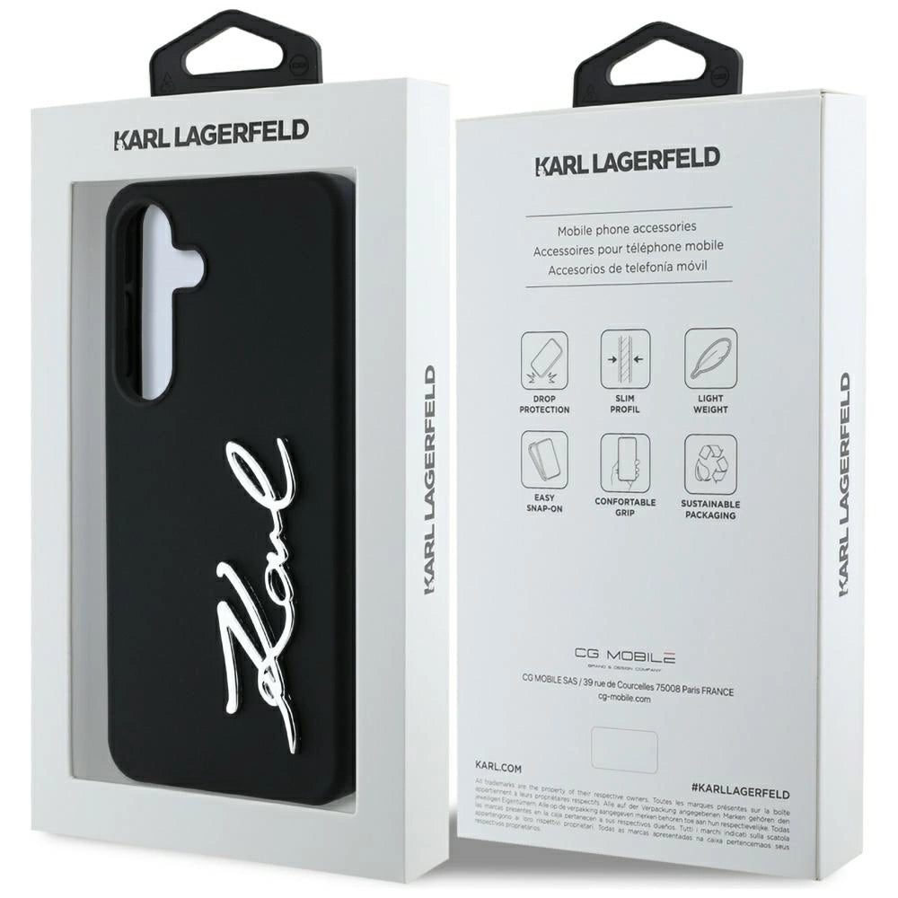 Etui Karl Lagerfeld Silicone Metal Signature Logo Samsung Galaxy S25 czarny – zdjęcie 8