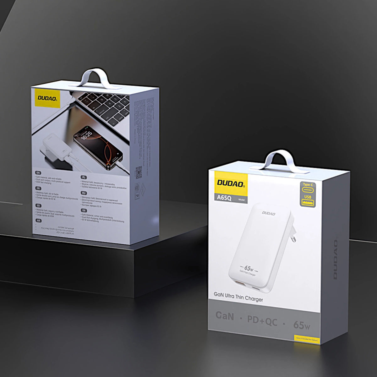 Ładowarka sieciowa podróżna GaN Dudao A65Q 65W USB-A / USB-C PD - biała – zdjęcie 4
