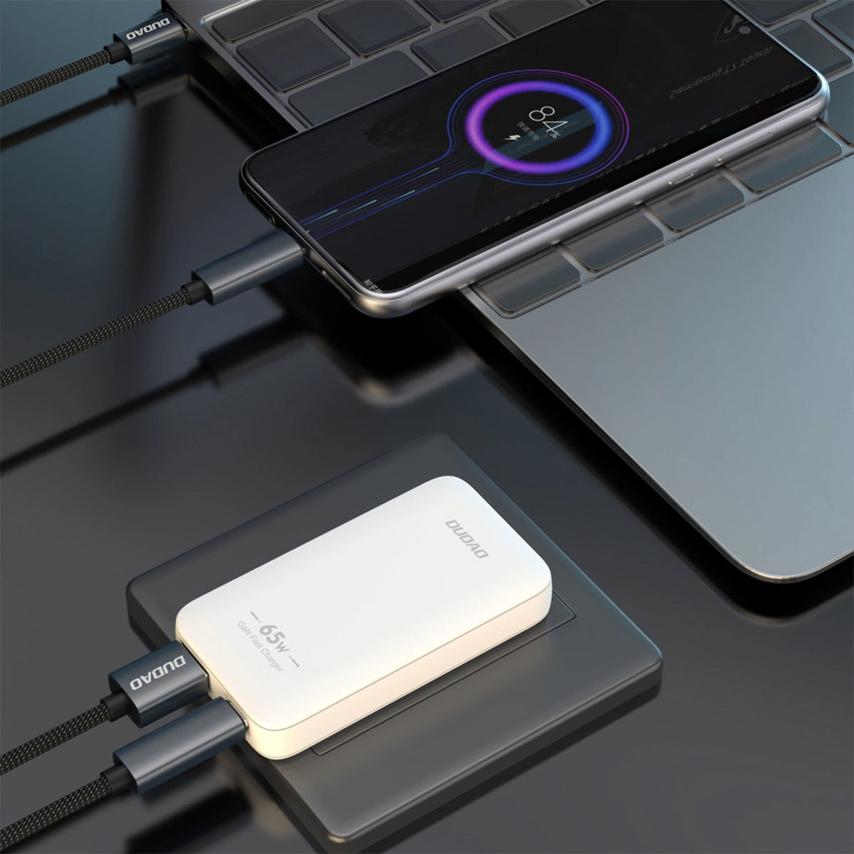 Ładowarka sieciowa podróżna GaN Dudao A65Q 65W USB-A / USB-C PD - biała – zdjęcie 6